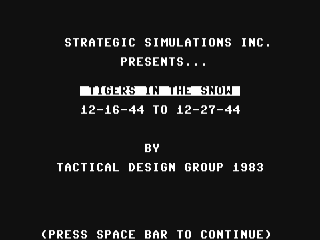 The Battle Of The Bulge: Tigers In The Snow title screen for Commodore 64